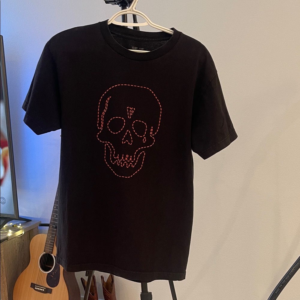 VLONE Black Shirt with Red Skull Design